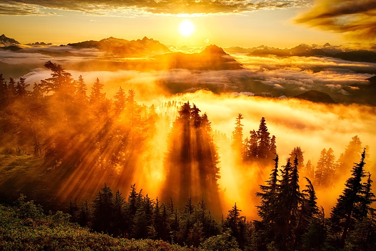 00 Michael Matti. Sunset at Evergreen Mountain Lookout in Washington State. 2013
